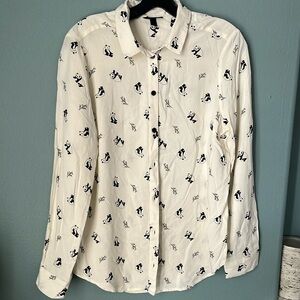 Topshop Panda Button Down shirt top sz6
